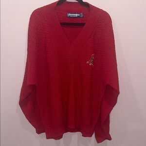 Vintage Scottish Isle Red V-Neck‎ Golf Sweater